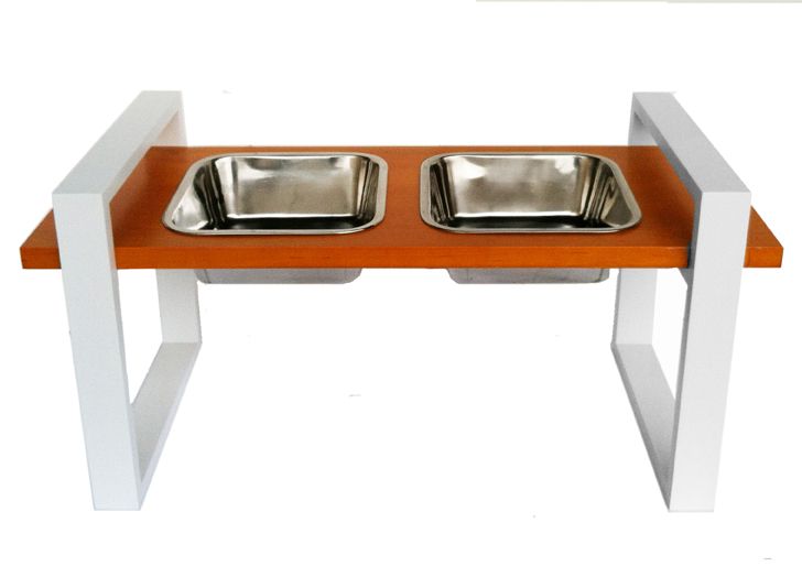 Large dog double diner white frame